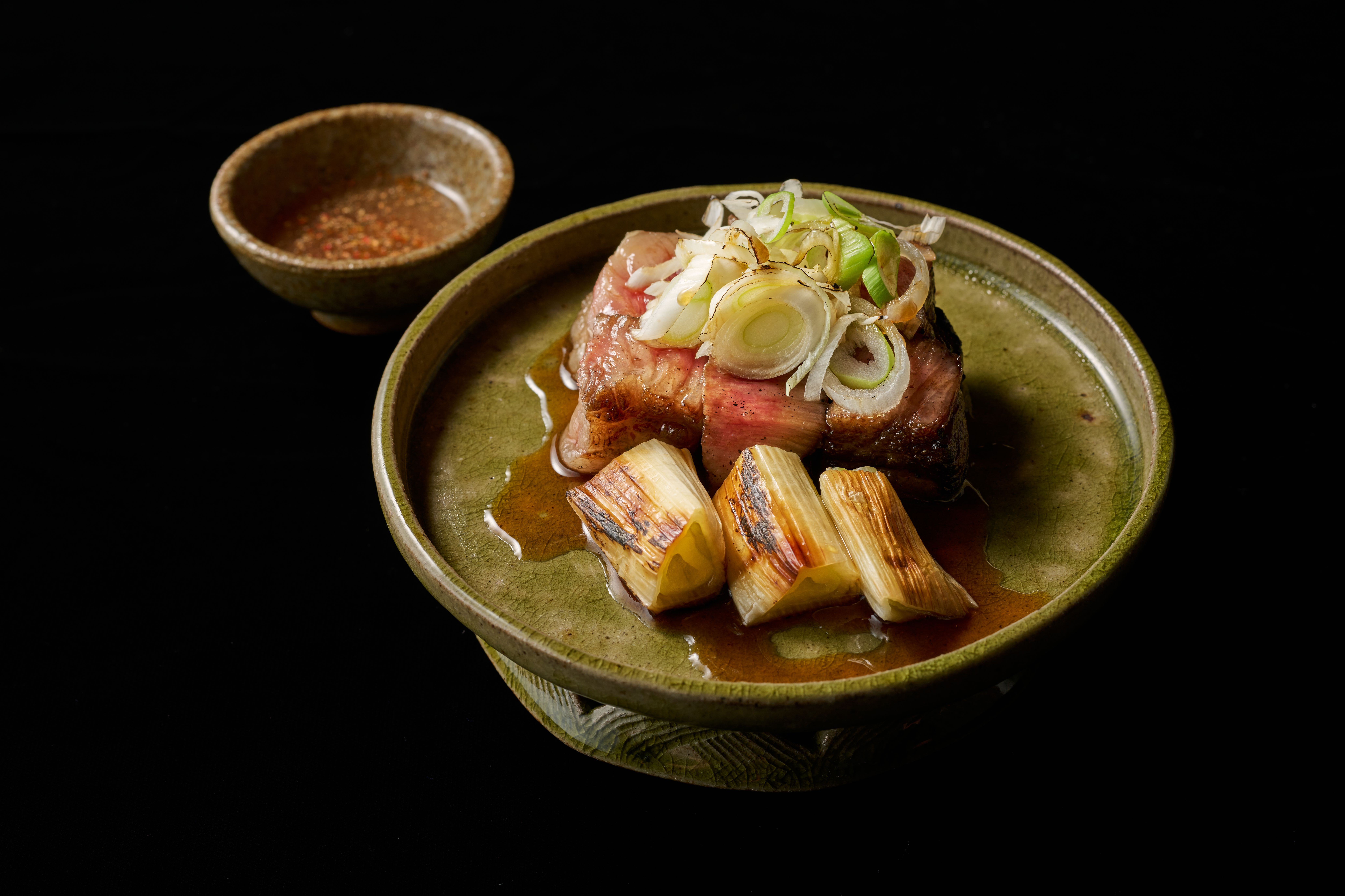 Okamura Wagyu beef belly grilled with a special sauce